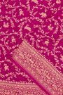 Banarasi Kaddi Georgette Pink Saree With Florals And Leaves Jaal
