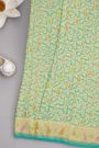 Banarasi Kaddi Georgette Sea Green Saree Florals And Paisleys Border