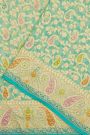 Banarasi Kaddi Georgette Sea Green Saree Florals And Paisleys Border