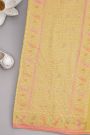 Banarasi Kaddi Georgette Yellow Saree With Florals And Leaves Jaal Border