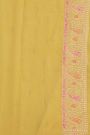 Banarasi Kaddi Georgette Yellow Saree With Florals And Leaves Jaal Border