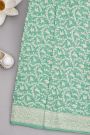Banarasi Georgette Mint Green Saree With Florals And Leaves Jaal Body