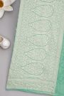 Banarasi Georgette Mint Green Saree With Florals And Leaves Jaal Body
