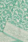 Banarasi Georgette Mint Green Saree With Florals And Leaves Jaal Body