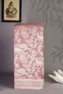 Banarasi Georgette Rose Pink Saree With Florals And Pecocks Body