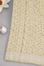 Banarasi Kaddi Georgette Light Yellow Saree With Florals And Leaves Jaal Body