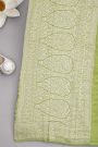 Banarasi Kaddi Georgette Lime Green Saree With With Animals And Birds Border