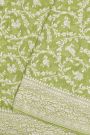 Banarasi Kaddi Georgette Lime Green Saree With With Animals And Birds Border