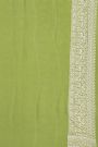 Banarasi Kaddi Georgette Lime Green Saree With With Animals And Birds Border