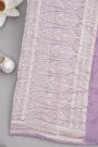 Banarasi Georgette Lilac Saree With Florals And Leaves Border
