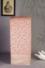 Banarasi Kaddi Georgette Peach Saree WIth Florals And Leaves Border