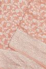 Banarasi Kaddi Georgette Peach Saree WIth Florals And Leaves Border