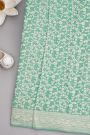 Banarasi Kaddi Georgette Sea Green Saree With Florals And Leaves Jaal Border