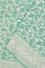 Banarasi Kaddi Georgette Sea Green Saree With Florals And Leaves Jaal Border