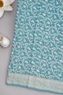 Banarasi Kaddi Georgette Sky Blue Saree With Animals And Birds Body