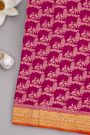 Banarasi Kaddi Georgette Pink Saree With Florals And Swans Body