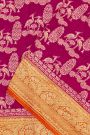 Banarasi Kaddi Georgette Pink Saree With Florals And Swans Body
