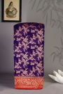 Banarasi Kaddi Georgette Violet Saree With Contrast Red Border