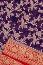 Banarasi Kaddi Georgette Violet Saree With Contrast Red Border