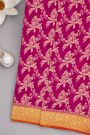 Banarasi Kaddi Georgette Rani Pink Saree With Orange Contrast Border