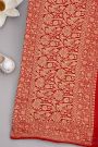 Banarasi Kaddi Georgette Off White Saree With Leaves Jaal And Birds Border