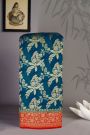 Banarasi Georgette Teal Blue Saree With Florals, Leaves And Parrots Body