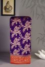 Banarasi Georgette Violet Saree With Florals And Parrots Body