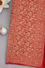 Banarasi Georgette Violet Saree With Florals And Parrots Body