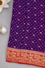 Banarasi Georgette Dark Violet Saree With Florals And Small Cow Buttis Body