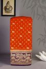 Banarasi Georgette Rust Orange Saree With Florals And Small Cow Buttis Body