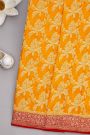 Banarasi Georgette Yellow Saree With Floral And Leaf Jaal With Birds Border