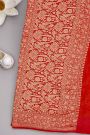 Banarasi Georgette Yellow Saree With Floral And Leaf Jaal With Birds Border