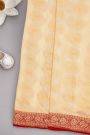 Banarasi Georgette Cream Saree With Florals And Cow Buttis Body