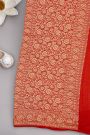 Banarasi Georgette Cream Saree With Florals And Cow Buttis Body