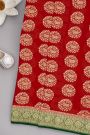 Banarasi Georgette Red Saree With Florals And Cow Buttis Body