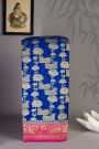 Banarasi Georgette Royal Blue Saree With Florals And Leaves With Cows Body