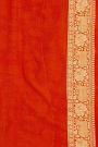 Banarasi Georgette Pink Saree With Florals And Leaves With Cows Body