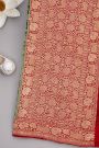 Banarasi Georgette Bottle Green Saree With Florals And Leaves With Cows Body