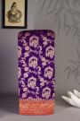 Banarasi Georgette Violet Saree With Florals And Leaves Jaal With Peacocks Body