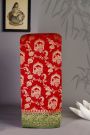 Banarasi Georgette Red Saree With Florals, Leaves Jaal And Peacocks Body