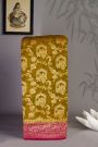 Banarasi Georgette Mehendi Green Saree With Florals And Leaves With Peacocks Body