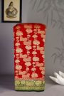 Banarasi Georgette Red Saree With Florals And Leaves With Cows Border