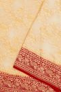 Banarasi Georgette Off White Saree With Florals, Leaves And Swans Body