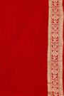 Banarasi Kaddi Georgette Bottle Green Saree With Contrast Red Border