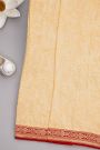 Banarasi Georgette Cream Saree With Florals And Peacocks Body