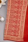 Banarasi Georgette Cream Saree With Florals And Peacocks Body