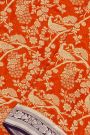 Banarasi Georgette Orange Saree With Florals And Leaves Border