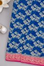 Banarasi Kaddi Georgette Royal Blue Saree With Florals And Swans Border