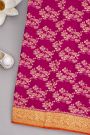 Banarasi Kaddi Georgette Rani Pink Saree With Florals And Swans Border