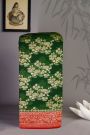 Banarasi Georgette Bottle Green Saree With Florals And Swans Border